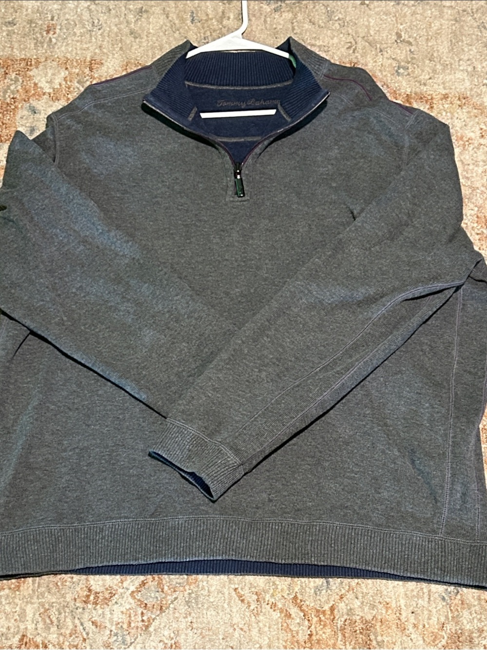 Tommy Bahama Men's Reversible Charcoal Gray & Blue Half-Zip Pullover